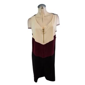 Roz & Ali Dressbarn Size 1X Off White Black Wine Sleeveless Dress